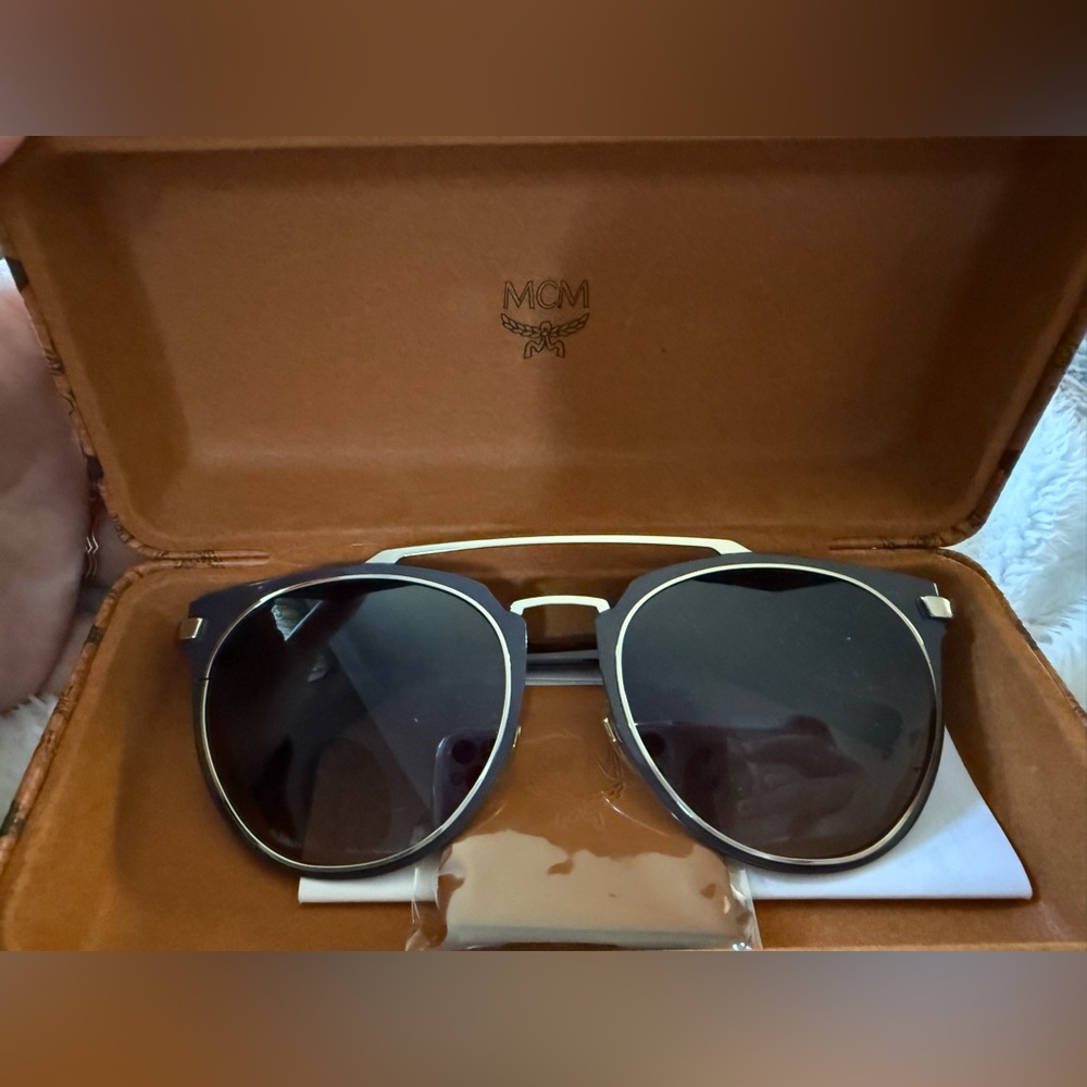 MCM Black and Silver Aviator Sunglasses